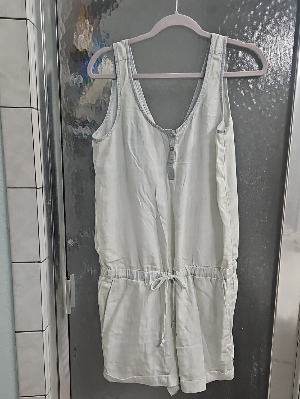 cloth & stone Light Chambray Sleeveless Drawstring One-Piece Romper